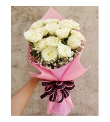 send 14 pcs. white color roses bouquet to cebu