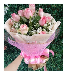 send dozen of pink color roses in bouquet to cebu