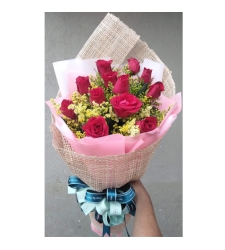 send 12 fresh red roses in hand bouquet to cebu