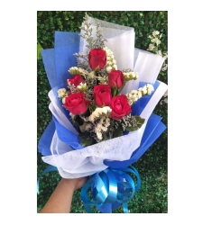 send 6 pcs. red color roses in bouquet to cebu