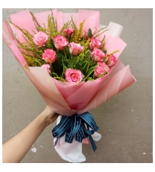 send 12 pcs. pink color roses in bouquet to cebu