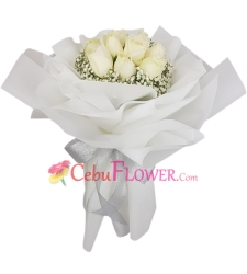 send 9 pcs. white color roses in bouquet to cebu