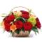 12 Red Roses with Lilies in Basket